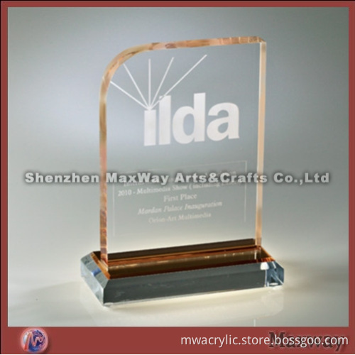 Transparent Ingenious Bevel Polished Plexiglass Trophy/Letterweight/Pressie with Logo